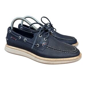 Sebago Smyth Two Eye Navy Leather Boat Shoes Mens 7.5M Pebbled Loafer Nautical